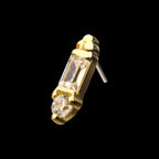 8mm Dual Clear Gem Flatback Stud Earring / Nosering - Gem in 14Kt Yellow Gold