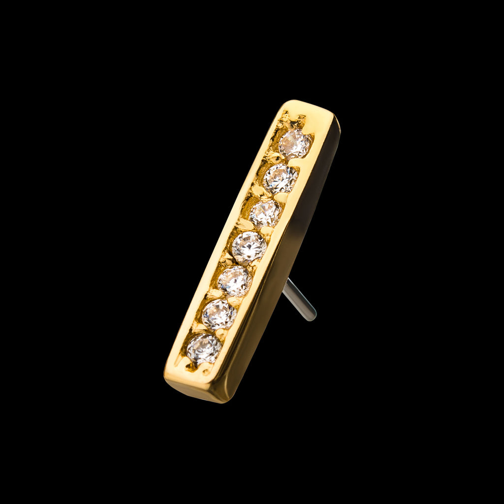 9mm 7-Clear Gem Panel Flatback Stud Earring / Nosering - Gem in 14Kt Yellow Gold