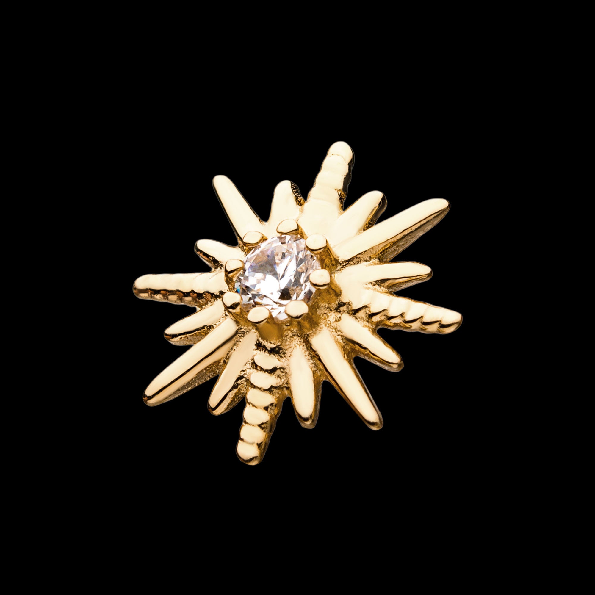 Star Clear CZ Flatback Stud Earring / Nosering - Clear CZ in 14Kt Yellow Gold