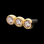 3 Bezel Clear CZ Flatback Stud Earring / Nosering - Clear CZ in 14Kt Yellow Gold