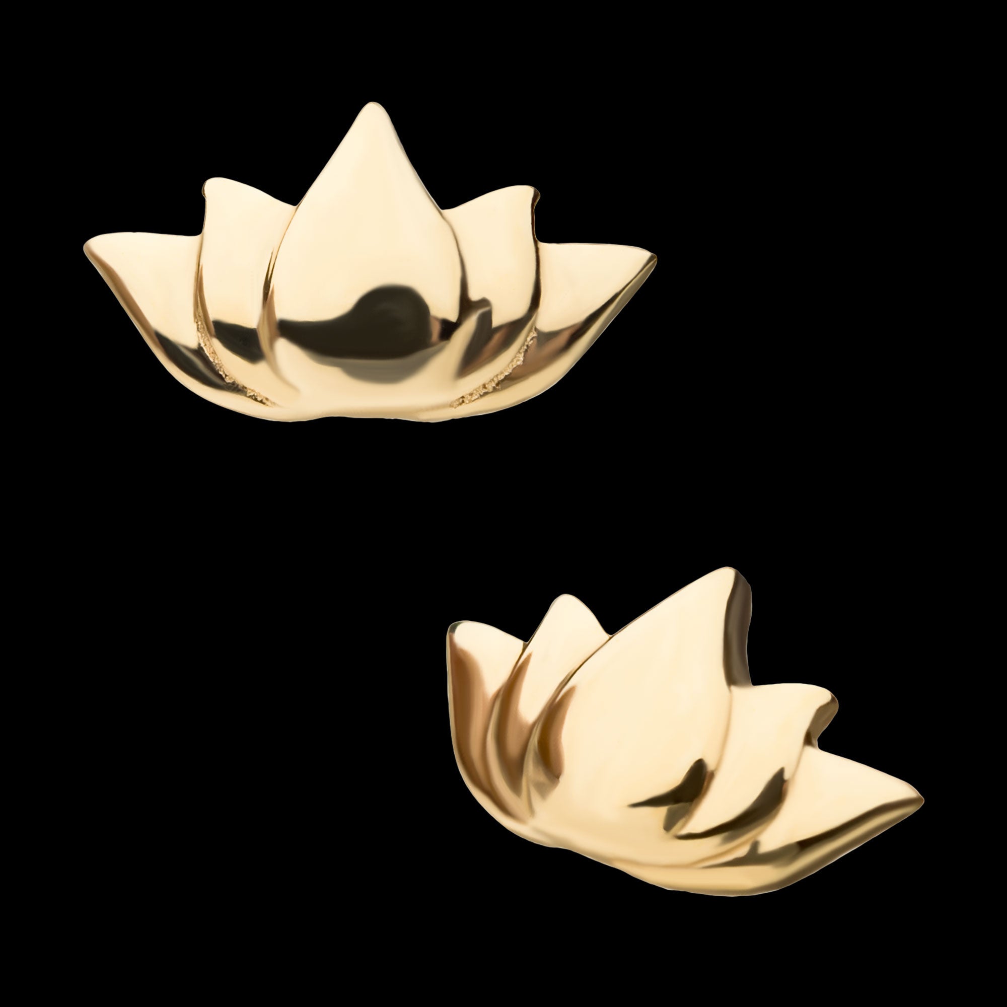 Lotus Flatback Stud Earring / Nosering - 14Kt Yellow Gold