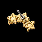 3-Curved Cluster Pronged Round CZ Flower Flatback Stud Earring / Nosering - CZ in 14Kt Yellow Gold