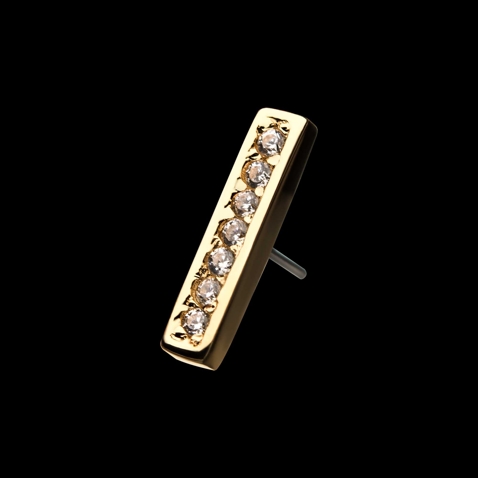 Prong Set CZ 7-Cluster Bar Flatback Stud Earring / Nosering - CZ in 14Kt Yellow Gold
