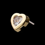 Clear Gem Fancy Heart Flatback Stud Earring / Nosering - Gem in 14Kt Yellow Gold