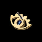 Open Eye Outline with Blue CZ Flatback Stud Earring / Nosering - CZ in 14Kt Yellow Gold