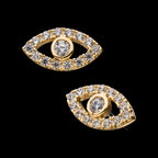 Multi-Clear Gem Eye Flatback Stud Earring / Nosering - Gem in 14Kt Yellow Gold