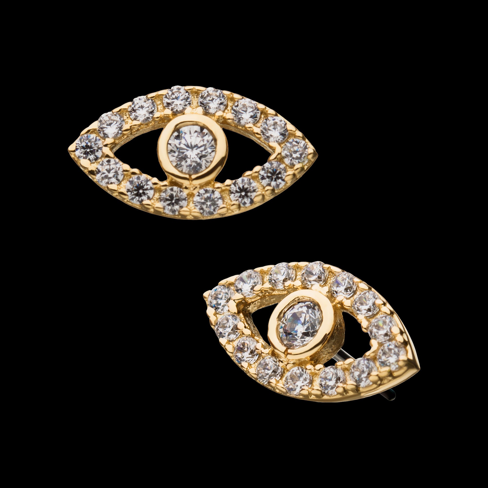 Multi-Clear Gem Eye Flatback Stud Earring / Nosering - Gem in 14Kt Yellow Gold