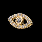 Multi-Clear Gem Eye Flatback Stud Earring / Nosering - Gem in 14Kt Yellow Gold