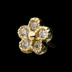 CZ Five Petal Flower Flatback Stud Earring / Nosering - CZ in 14Kt Yellow Gold