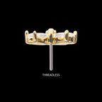 Butterfly with Prong Set Teardrop & Marquise Gem Flatback Stud Earring / Nosering - Gem in 14Kt Yellow Gold