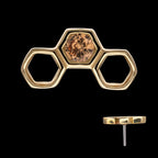 Bezel Gem Hollow Out Honeycomb Flatback Stud Earring / Nosering - Gem in 14Kt Yellow Gold
