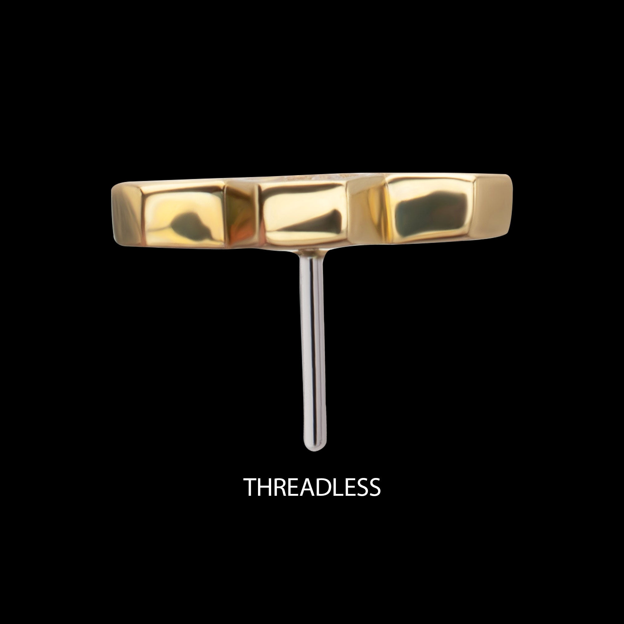 Bezel Gem Hollow Out Honeycomb Flatback Stud Earring / Nosering - Gem in 14Kt Yellow Gold