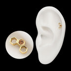 Bezel Gem Hollow Out Honeycomb Flatback Stud Earring / Nosering - Gem in 14Kt Yellow Gold