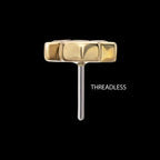Bezel Gem Triple Honeycomb Flatback Stud Earring / Nosering - Gem in 14Kt Yellow Gold