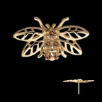 Prong Set Gem Hollow Cut Bee Flatback Stud Earring / Nosering - Gem in 14Kt Yellow Gold