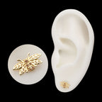 Prong Set Gem Hollow Cut Bee Flatback Stud Earring / Nosering - Gem in 14Kt Yellow Gold