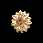 Prong Set Gem Sunflower Flatback Stud Earring / Nosering - Gem in 14Kt Yellow Gold