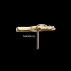 Prong Set Emerald Gem Mystic Mushroom Flatback Stud Earring / Nosering - Gem in 14Kt Yellow Gold