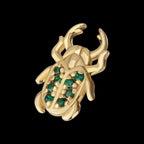 Paved Gem Bettle Guardian Flatback Stud Earring / Nosering - Gem in 14Kt Yellow Gold