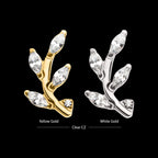 Leaf with Prong Set Marquise Gem Flatback Stud Earring / Nosering - Gem in 14Kt Gold