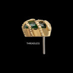 Serpent Wrapped on Teardrop Emerald Flatback Stud Earring / Nosering - 14Kt Yellow Gold