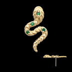 Prong Set Gem Serpent Path Flatback Stud Earring / Nosering - Gem in 14Kt Yellow Gold