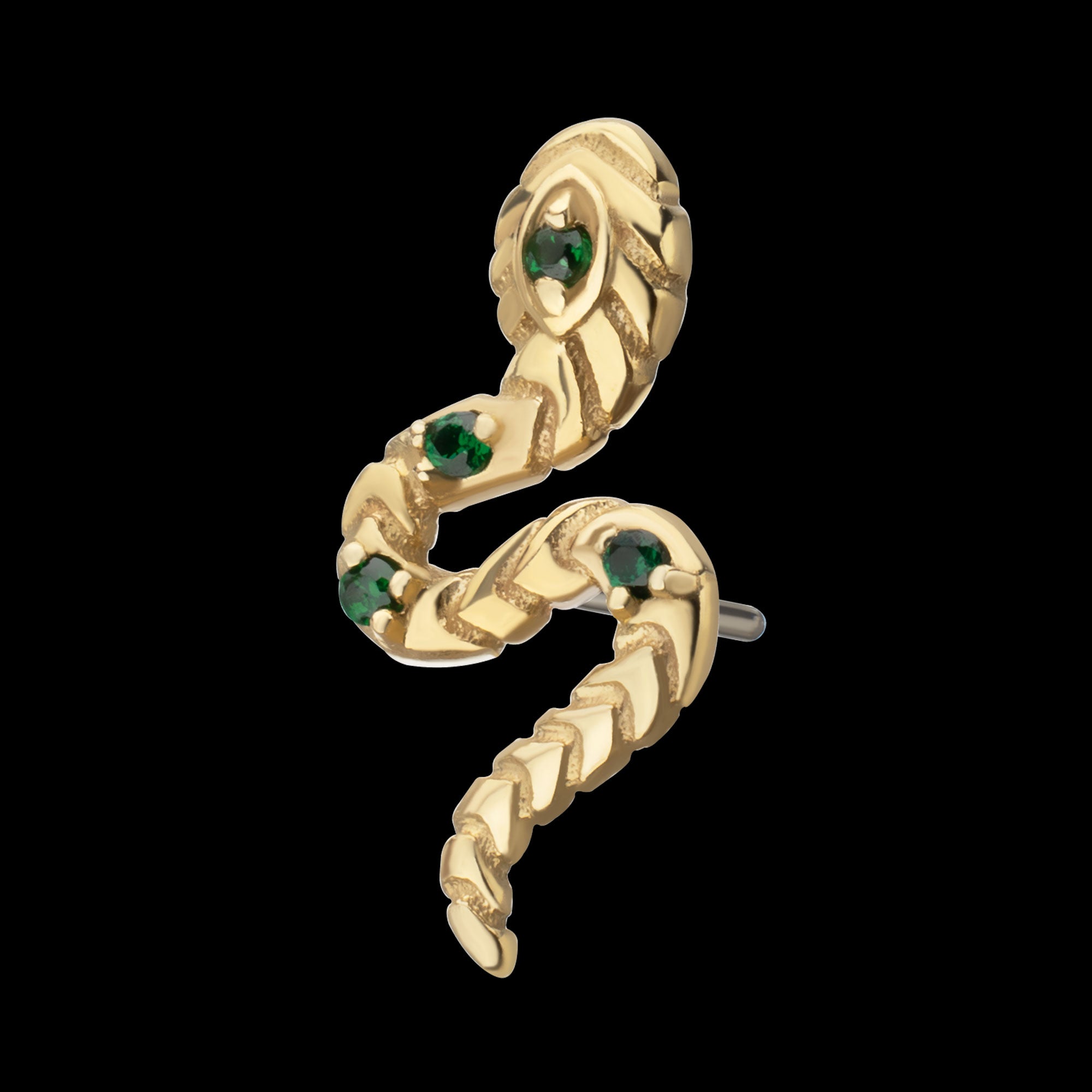 Prong Set Gem Serpent Path Flatback Stud Earring / Nosering - Gem in 14Kt Yellow Gold