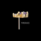 Double Round Prong Set Multi-Gem Flatback Stud Earring / Nosering - Gem in 14Kt Yellow Gold