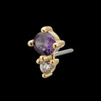 Double Round Prong Set Multi-Gem Flatback Stud Earring / Nosering - Gem in 14Kt Yellow Gold