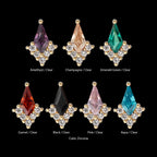 Kite Shape & Round Prong Set Multi-Gem Flatback Stud Earring / Nosering - Gem in 14Kt Yellow Gold