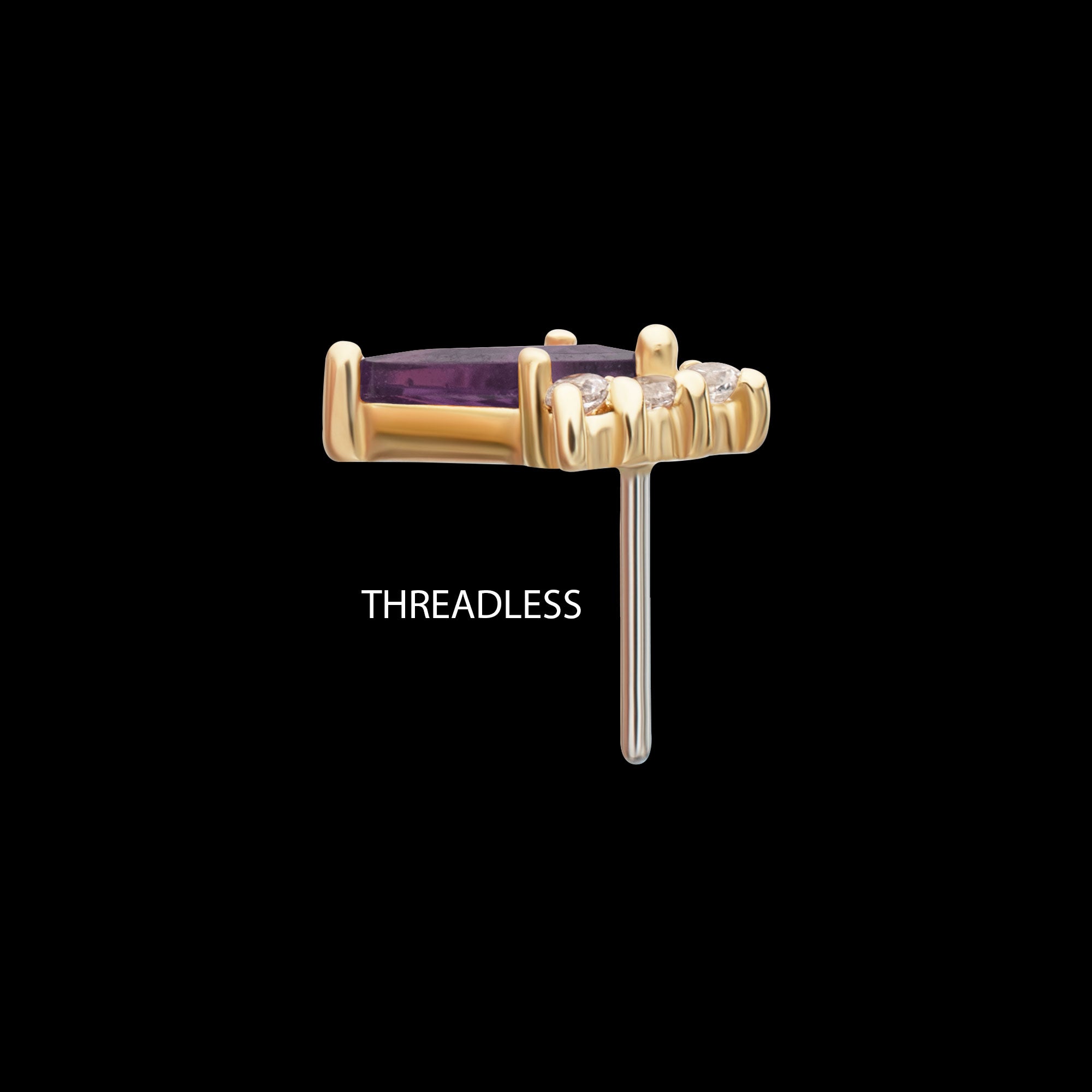 Kite Shape & Round Prong Set Multi-Gem Flatback Stud Earring / Nosering - Gem in 14Kt Yellow Gold