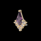 Kite Shape & Round Prong Set Multi-Gem Flatback Stud Earring / Nosering - Gem in 14Kt Yellow Gold