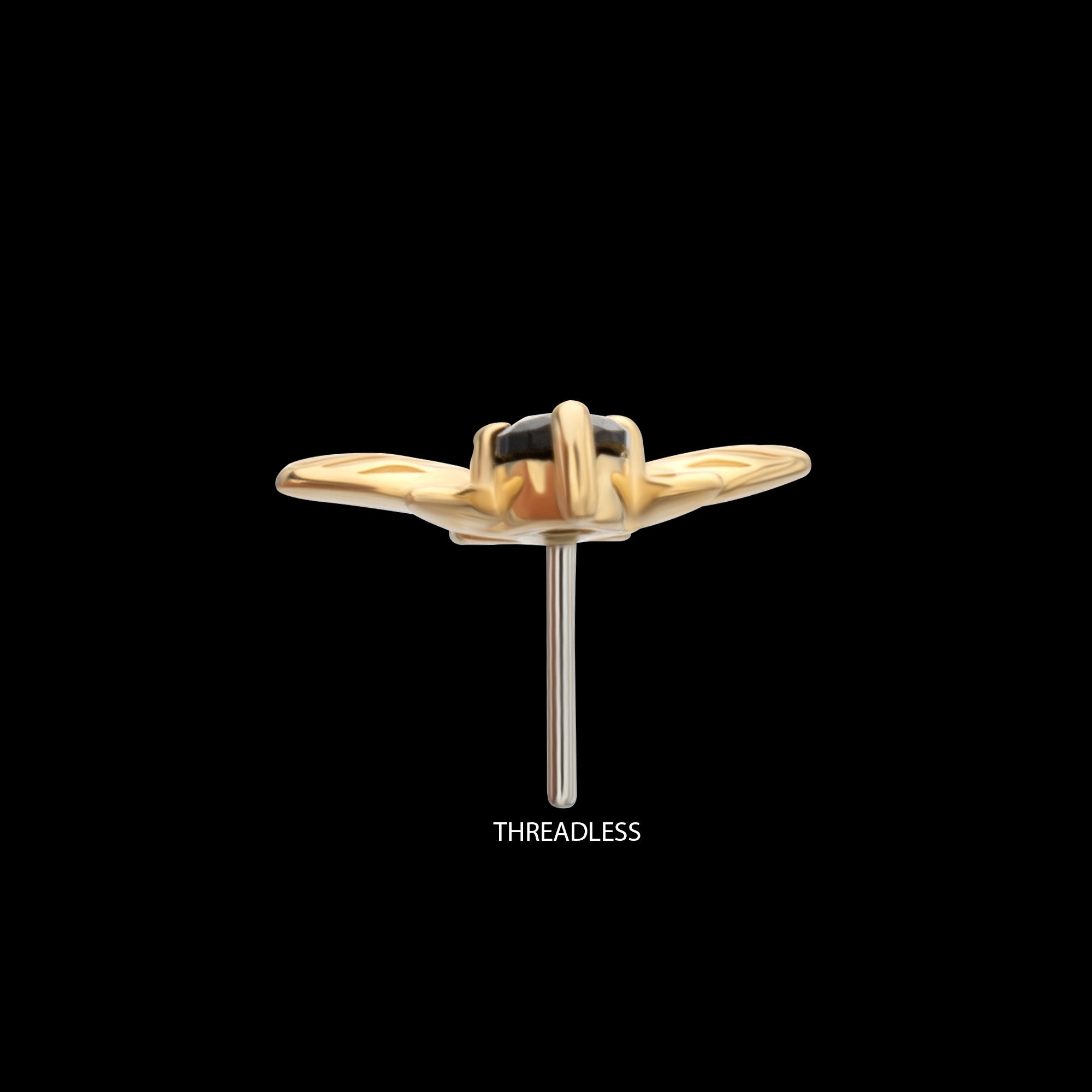 Golden Bee Gem Flatback Stud Earring / Nosering - Gem in 14Kt Yellow Gold