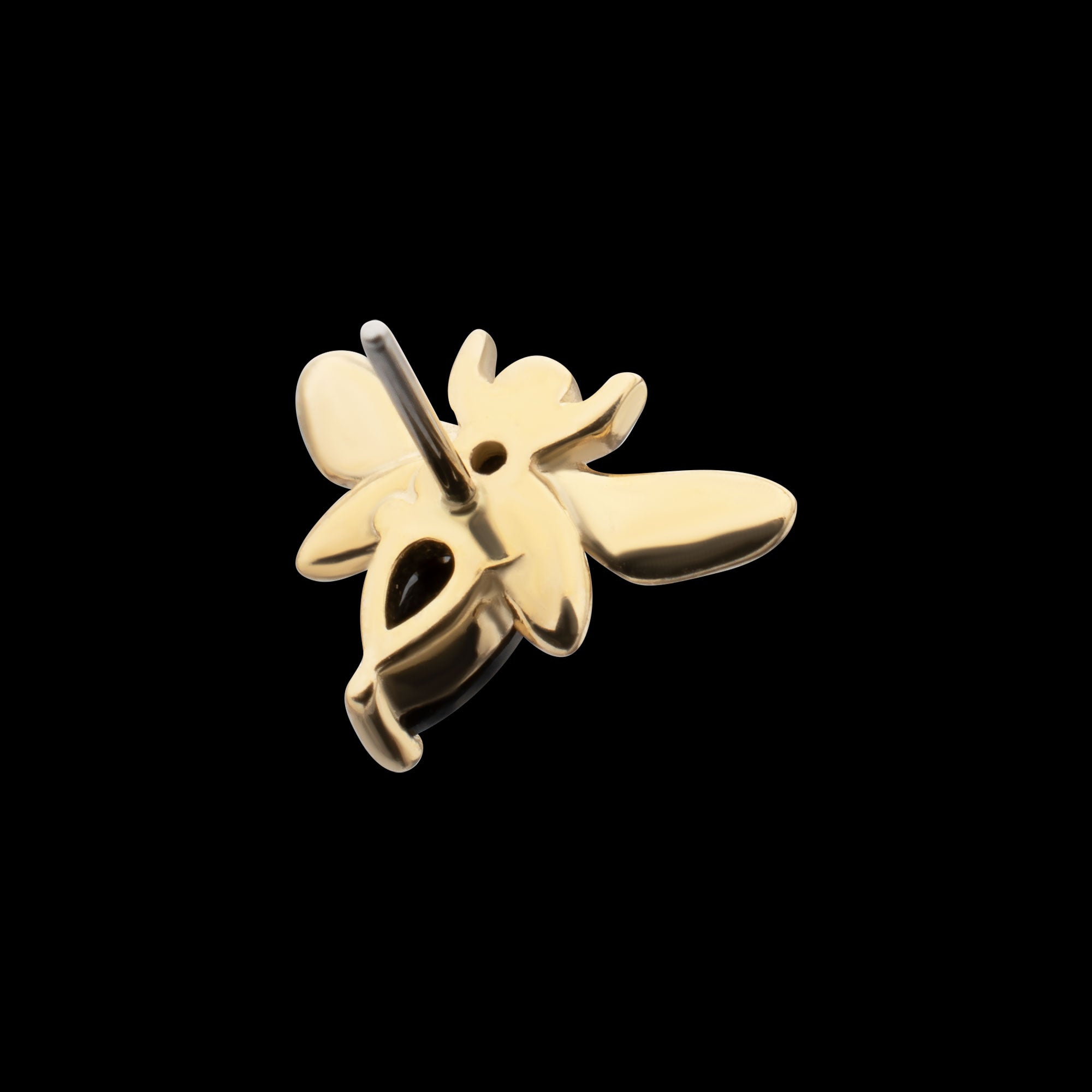 Golden Bee Gem Flatback Stud Earring / Nosering - Gem in 14Kt Yellow Gold
