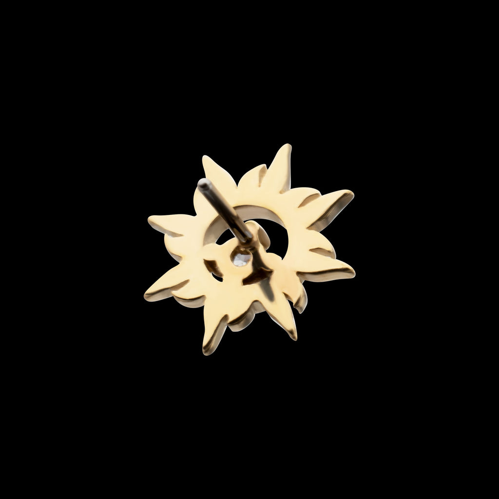 Solar Flare Gem Flatback Stud Earring / Nosering - Gem in 14Kt Yellow Gold