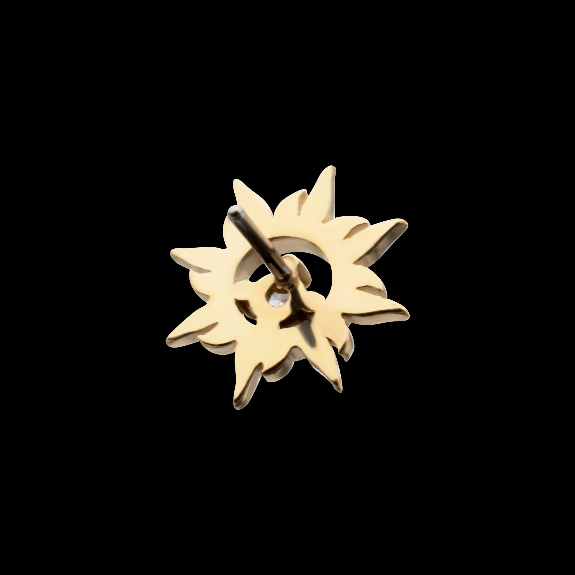 Solar Flare Gem Flatback Stud Earring / Nosering - Gem in 14Kt Yellow Gold