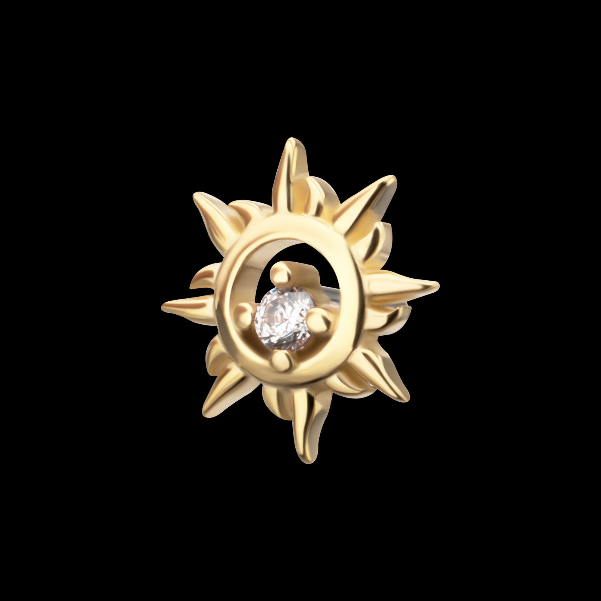 Solar Flare Gem Flatback Stud Earring / Nosering - Gem in 14Kt Yellow Gold