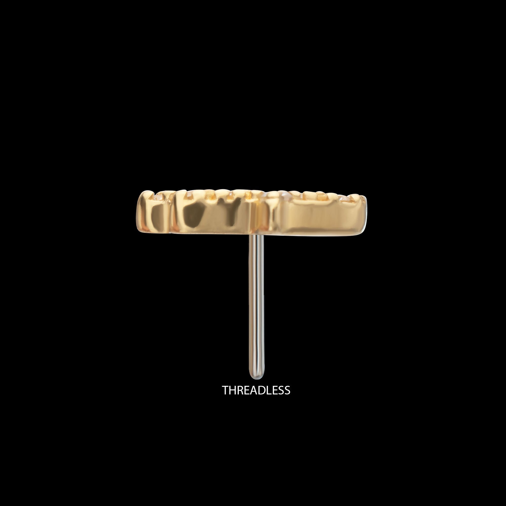 Divine Hamsa Paved Gem Flatback Stud Earring / Nosering - Gem in 14Kt Yellow Gold