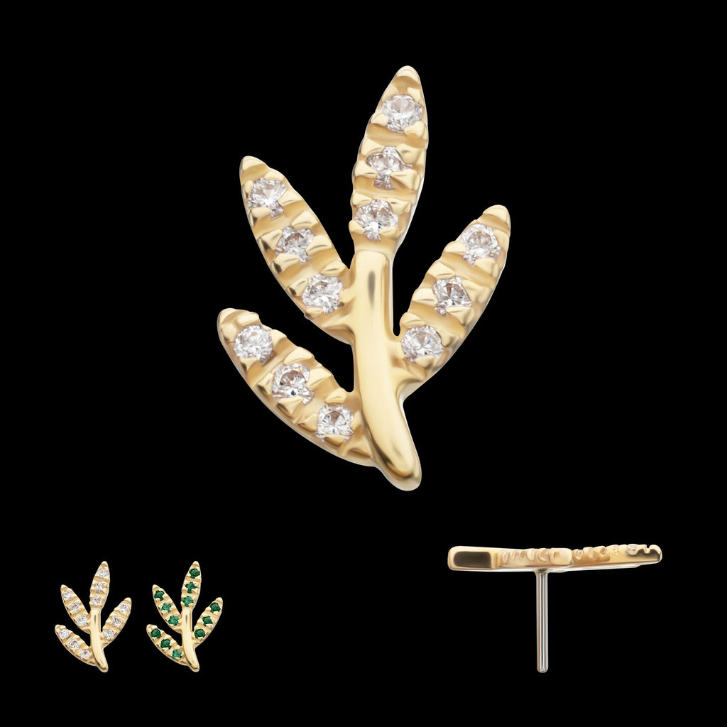 Golden Flora Paved Gem Flatback Stud Earring / Nosering - Gem in 14Kt Yellow Gold