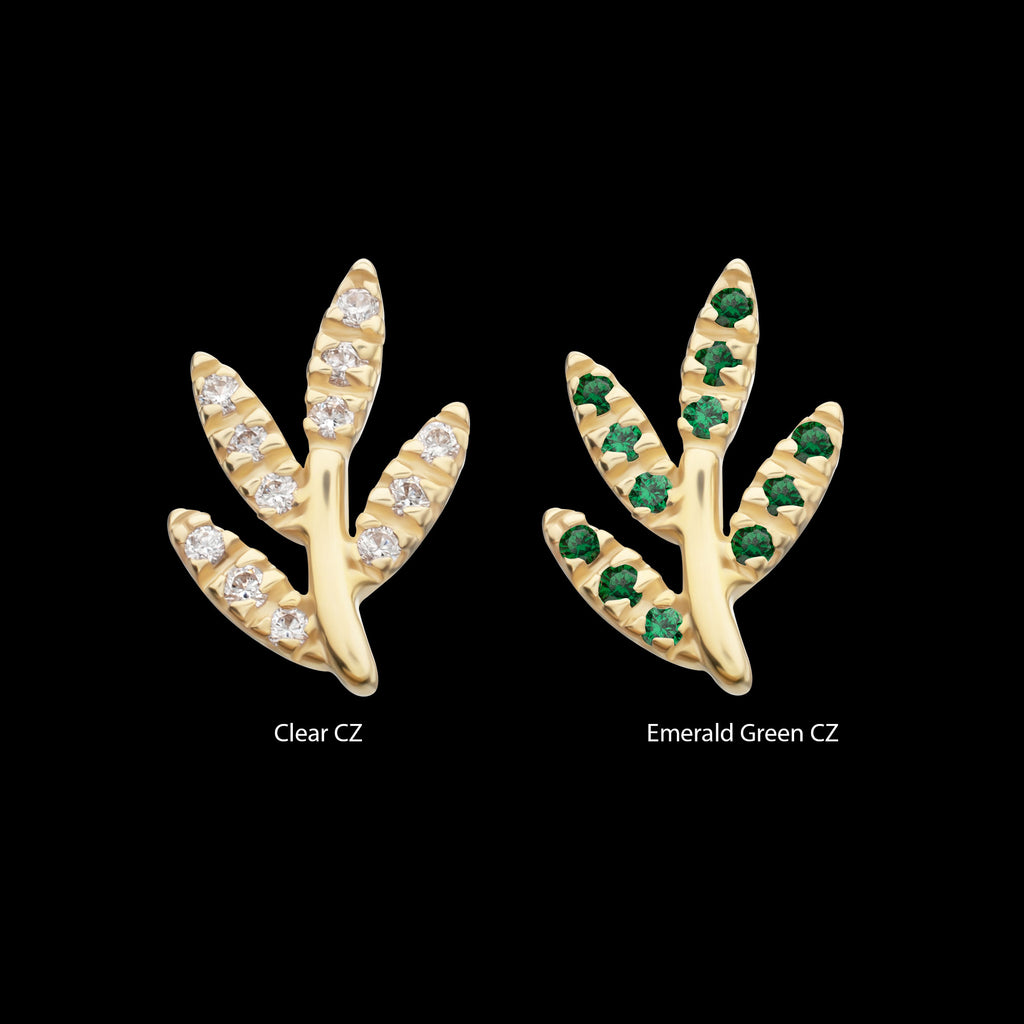 Golden Flora Paved Gem Flatback Stud Earring / Nosering - Gem in 14Kt Yellow Gold