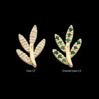 Golden Flora Paved Gem Flatback Stud Earring / Nosering - Gem in 14Kt Yellow Gold