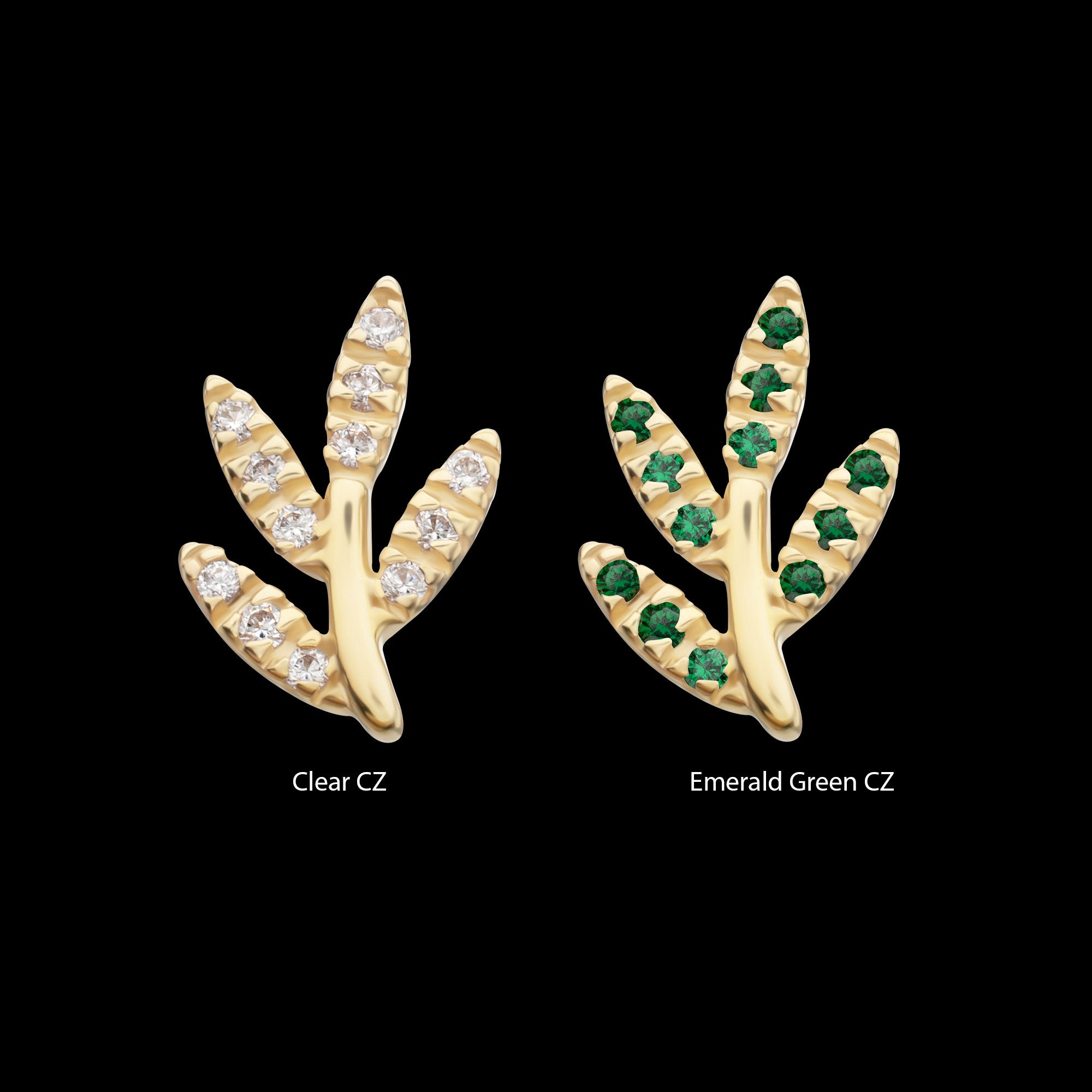 Golden Flora Paved Gem Flatback Stud Earring / Nosering - Gem in 14Kt Yellow Gold