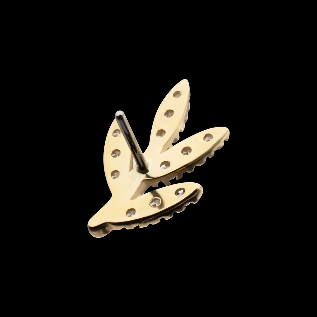Golden Flora Paved Gem Flatback Stud Earring / Nosering - Gem in 14Kt Yellow Gold