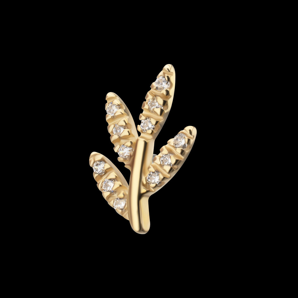 Golden Flora Paved Gem Flatback Stud Earring / Nosering - Gem in 14Kt Yellow Gold