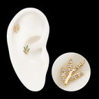 Golden Flora Paved Gem Flatback Stud Earring / Nosering - Gem in 14Kt Yellow Gold