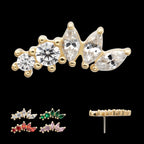 Marquise Bloom 5-Cluster Gem Flatback Stud Earring / Nosering - Gem in 14Kt Yellow Gold