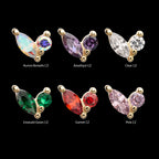 Dual CZ Gem Harmony Flatback Stud Earring / Nosering - CZ in 14Kt Yellow Gold