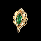 Low Profile 4-Prong Marquise Gem Emerald Vine Flatback Stud Earring / Nosering - Gem in 14Kt Yellow Gold