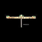 Low Profile Prong Set Gem Emerald Crown Flatback Stud Earring / Nosering - Gem in 14Kt Yellow Gold
