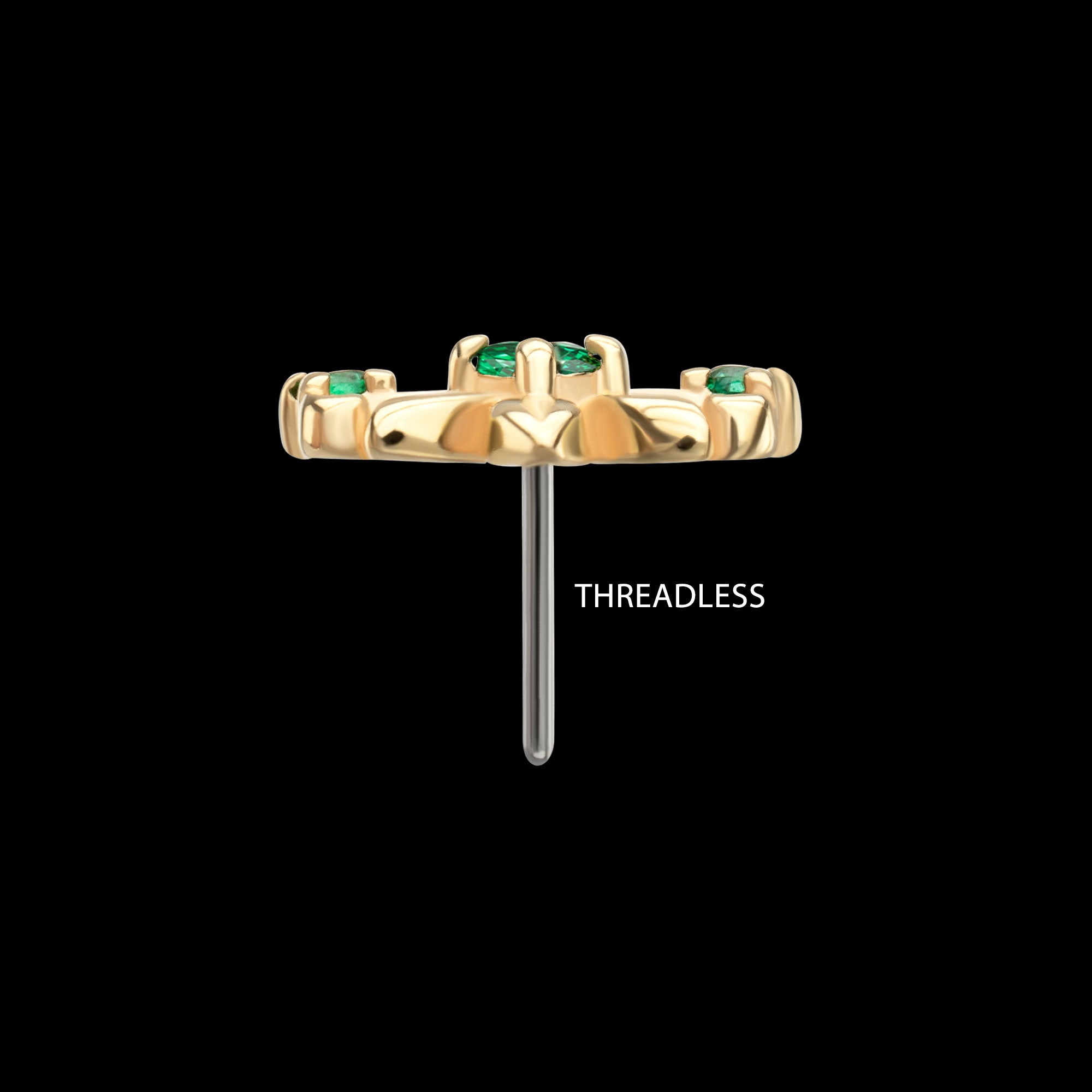 Low Profile Prong Set Gem Emerald Blossom Flatback Stud Earring / Nosering - Gem in 14Kt Yellow Gold